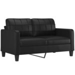vidaXL Ensemble de canapés 3 Pièces avec coussins Noir Similicuir