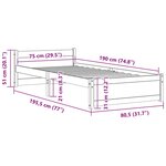 vidaXL Cadre de lit sans matelas marron miel bois massif 75x190 cm