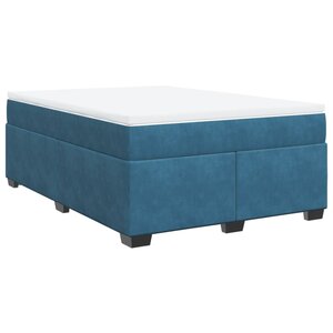 vidaXL Sommier à lattes de lit et matelas Bleu foncé 140x200cm Velours
