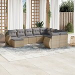 vidaXL Salon de jardin avec coussins 10 Pièces beige résine tressée