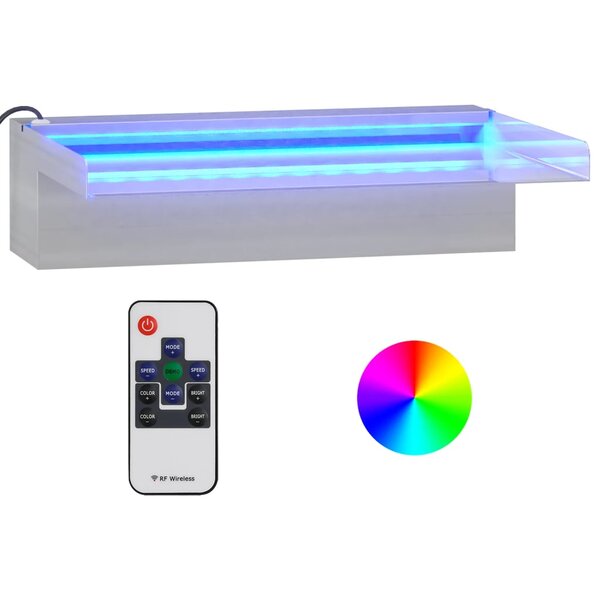 vidaXL Déversoir pour cascade avec LED RVB Inox 30 cm