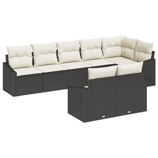 vidaXL Ensemble de canapé de jardin en 8 pièces avec coussins en poly rattan noir