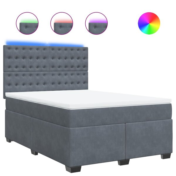 vidaXL Sommier à lattes de lit et matelas Gris foncé 140x190cm Velours