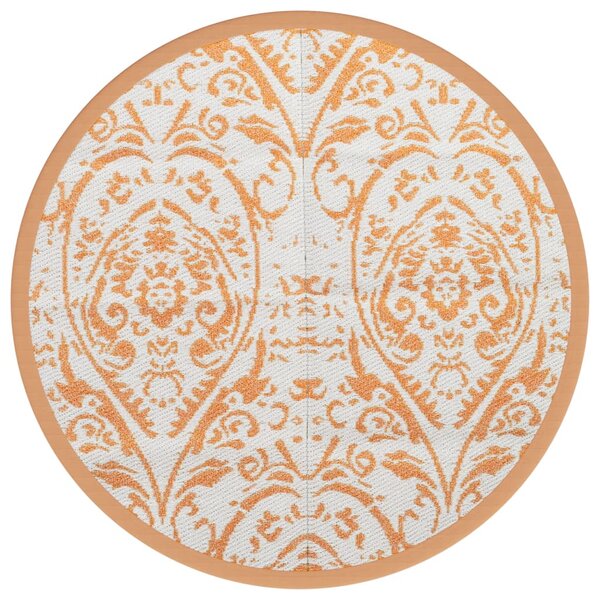 vidaXL Tapis d'extérieur orange et blanc Ø160 cm PP