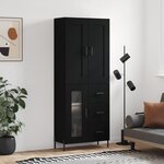 vidaXL Buffet haut Noir 69 5x34x180 cm Bois d'ingénierie