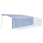 vidaXL Auvent manuel rétractable avec store et LED 4 5x3 m Bleu blanc