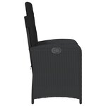 vidaXL Chaise inclinable de jardin avec coussins noir résine tressée