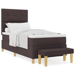 Lit à ressorts vidaXL avec matelas et banc marron foncé 100x200 cm en tissu