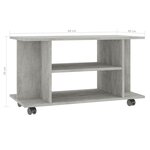 vidaXL Meuble TV et roulettes gris béton 80x40x45 cm bois d'ingénierie