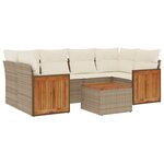 vidaXL Salon de jardin avec coussins 7 Pièces beige résine tressée