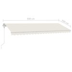 vidaXL Auvent automatique avec capteur de vent et LED 500x350 cm Crème