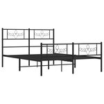 vidaXL Cadre de lit métal avec tête de lit/pied de lit noir 150x200 cm