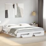 vidaXL Cadre de lit avec tiroirs sans matelas blanc 180x200 cm