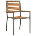 Ensemble de salle à manger jardin vidaXL 3 pièces gris polyrotin acacia