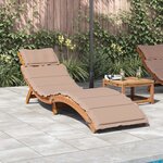 vidaXL Chaise longue avec coussin taupe bois d'acacia solide