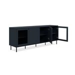 Meuble TV - CARACAS - 180 x 68 x 40 cm -2 portes vitrées + 2 portes - Bleu navy