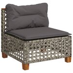 vidaXL Salon de jardin 9 Pièces avec coussins gris résine tressée