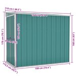 vidaXL Abri de jardin mural Vert 118x194x178 cm Acier galvanisé