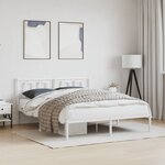 vidaXL Cadre de lit métal sans matelas et tête de lit blanc 150x200 cm