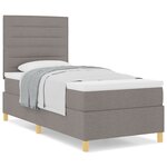 vidaXL Lit avec sommier à ressorts avec matelas taupe 100x200 cm en tissu