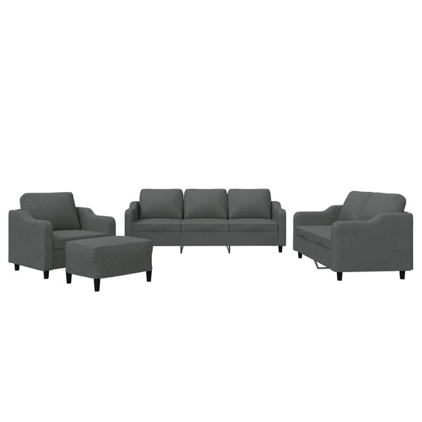 vidaXL Ensemble de canapés 4 Pièces avec coussins Gris foncé Tissu