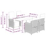 vidaXL Ensemble à manger de jardin avec coussins 5Pièces Beige poly rotin