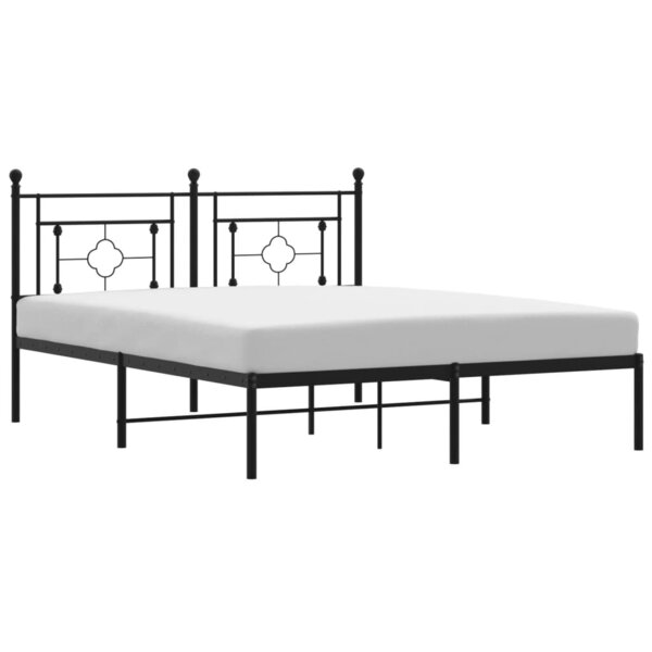 vidaXL Cadre de lit métal avec tête de lit noir 160x200 cm