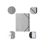 Trieur Agrafé Avec Élastiques Intérieur Noir 12 Compartiments - A4 - Gris - X 10 - Exacompta