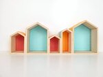 3 étagère en bois 5 maisons 50 x 8 x 20 cm