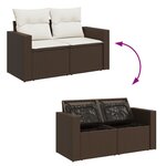 vidaXL Canapé de jardin avec coussins 2 places marron résine tressée