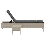 vidaXL Chaise longue avec table et coussin gris clair résine tressée