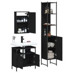 vidaXL Ensemble de meubles salle de bain 3 Pièces noir bois d'ingénierie