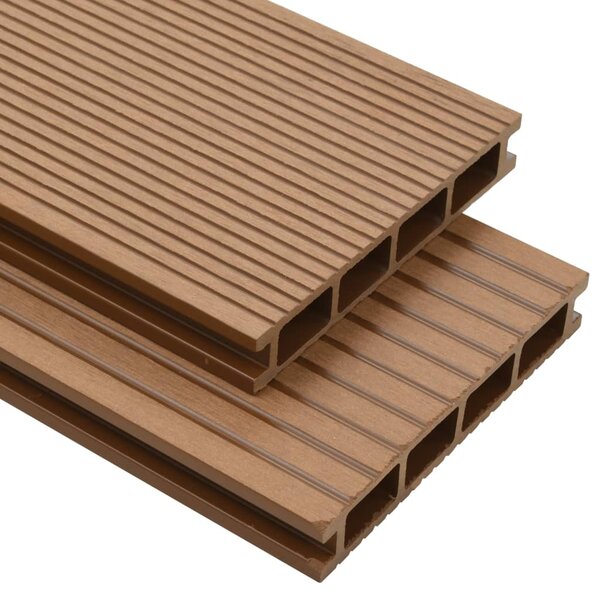 vidaXL Panneaux de terrasse creux et accessoires WPC 10 m² 2 2 m Teck