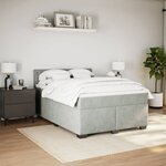 vidaXL Sommier à lattes de lit et matelas Gris clair 160x200cm Velours