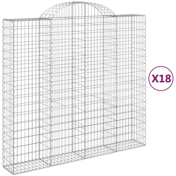 vidaXL Paniers à gabions arqués 18 Pièces 200x50x180/200 cm Fer galvanisé