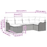 Ensemble de Canapé de Jardin 6 Pièces avec Coussins en Rattan Poly Gris