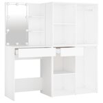 vidaXL Coiffeuse à LED avec 2 armoires Blanc Bois d'ingénierie