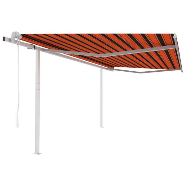 vidaXL Auvent automatique rétractable poteaux 4 5x3 5 m Orange marron