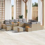 Ensemble de Canapés 13 pièces avec Housses Beige en Rattan Poly Acacia