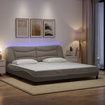 vidaXL Cadre de lit avec LED sans matelas taupe 200x200 cm tissu
