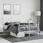 vidaXL Cadre de lit métal sans matelas et pied de lit blanc 120x200 cm
