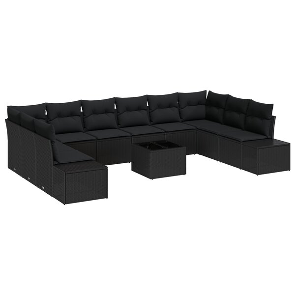 vidaXL Ensemble de canapé de jardin de 11 pièces avec coussins Beige Poly Rotin