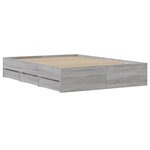 vidaXL Cadre de lit avec tiroirs sans matelas sonoma gris 135x190 cm