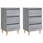 vidaXL Tables de chevet pieds en bois 2 Pièces Sonoma gris 40x35x69 cm