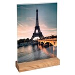 Porte-visuel Avec Socle En Bois Vertical A4 - Cristal - X 10 - Exacompta
