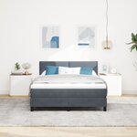 vidaXL Lit à ressort avec matelas et LED Gris foncé 140x190 cm Velours