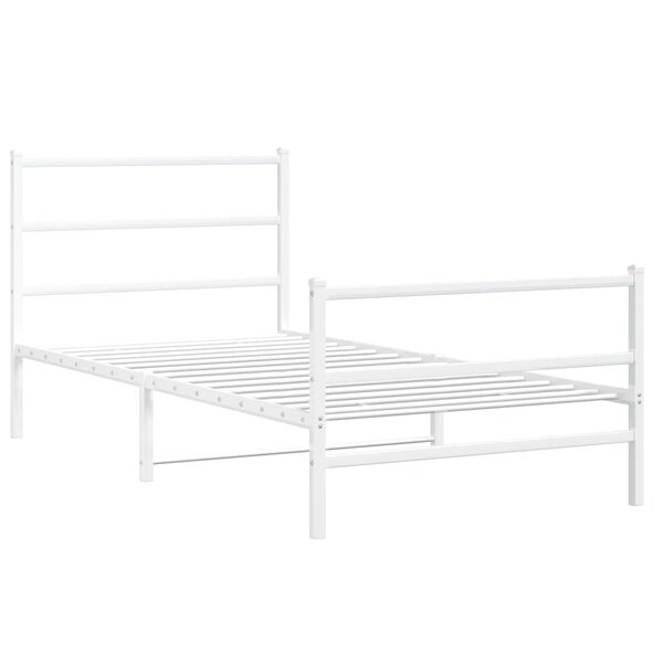 vidaXL Cadre de lit métal avec tête de lit/pied de lit blanc 100x190cm