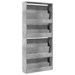 vidaXL Armoire à chaussures et miroir 4 niveaux gris béton 63x17x134cm