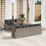 Ensemble de Sofa de Jardin 8 Pièces avec Coussins Gris Poly Rattan