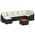vidaXL Ensemble de Canapés de Jardin 8 pièces avec Coussins Noir Poly Rattan Acacia